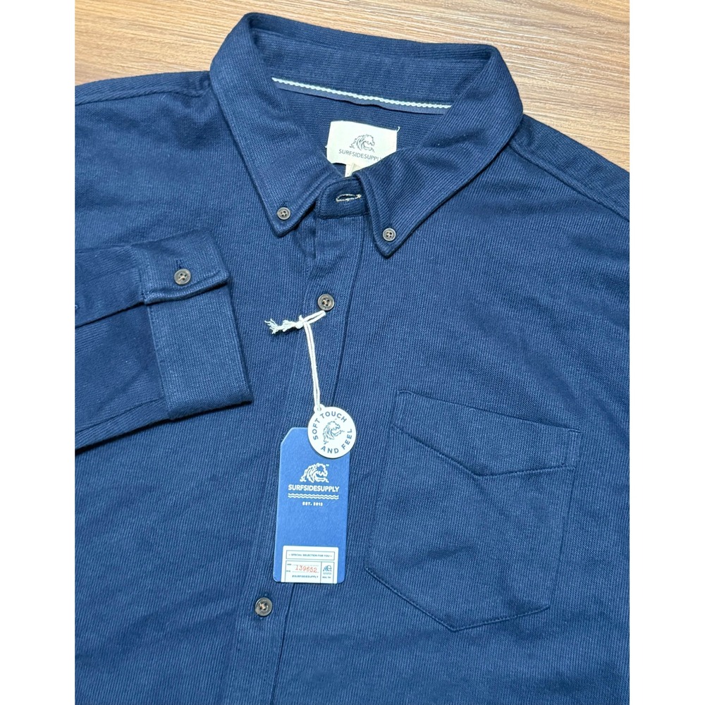 Surfside Supply Mens Navy Blazer Soft Knit LS Button Down Shirt Sz 2XL